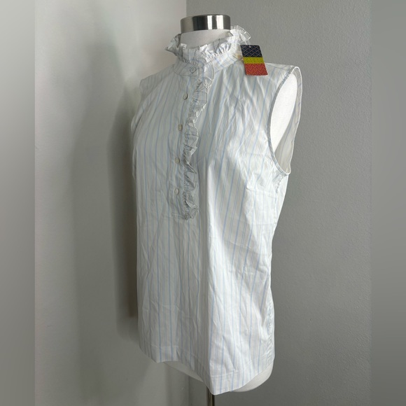 NEW TORY BURCH RUFFLE BUTTON SHIRT SLEEVES 10 - Picture 5 of 9